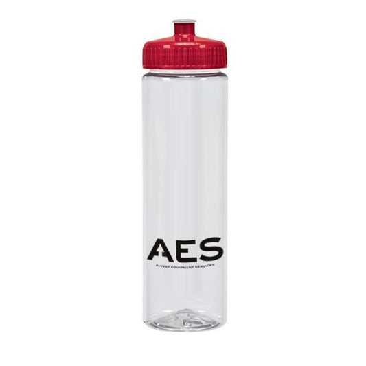 Water Bottle - AES - 24oz Clear with Red Lid