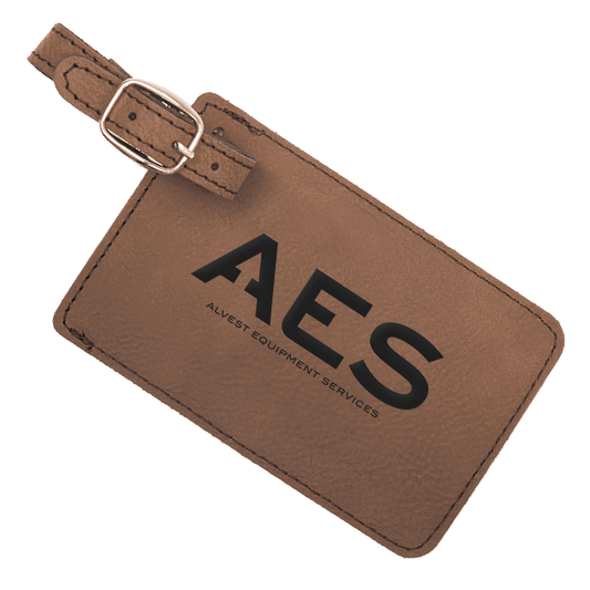 Luggage Tag - AES - Dark Brown Leather