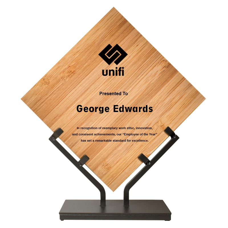 Award - Unifi - Customizable Diamond Bamboo with Iron Stand