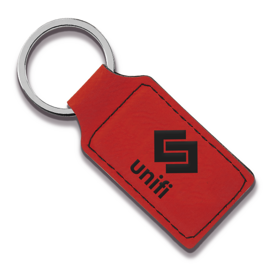 Keychain - Unifi - Red Leather Rectangle