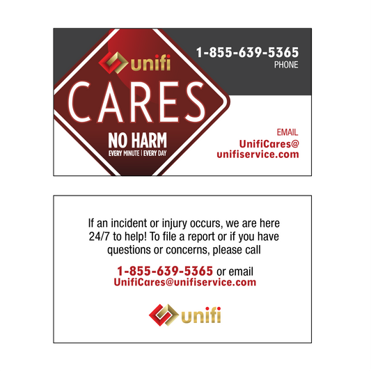 Business Card - Unifi - Unifi Cares NO HARM General Business Card