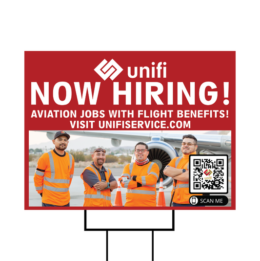 Yard Sign - Unifi - Now Hiring Aviation Jobs 2 (Unifi Careers)