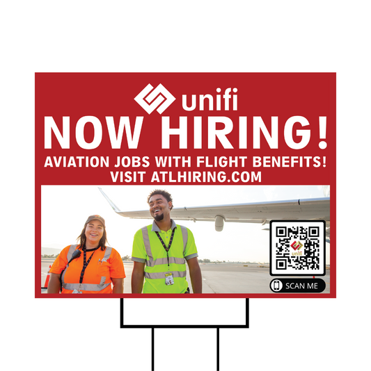 Yard Sign - Unifi - Now Hiring Aviation Jobs 3 (Atlanta Careers)