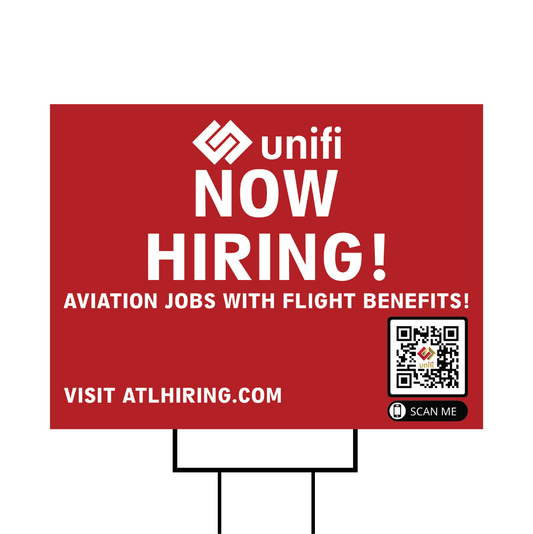 Yard Sign - Unifi - Now Hiring Aviation Jobs QR Code (Atlanta Careers)