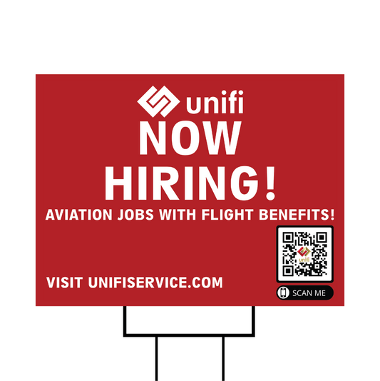 Yard Sign - Unifi - Now Hiring Aviation Jobs QR Code (Unifi Careers)