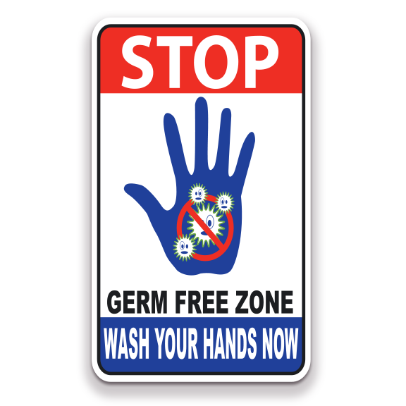 Decal - Stop Germ Free Zone Wash Hands Now