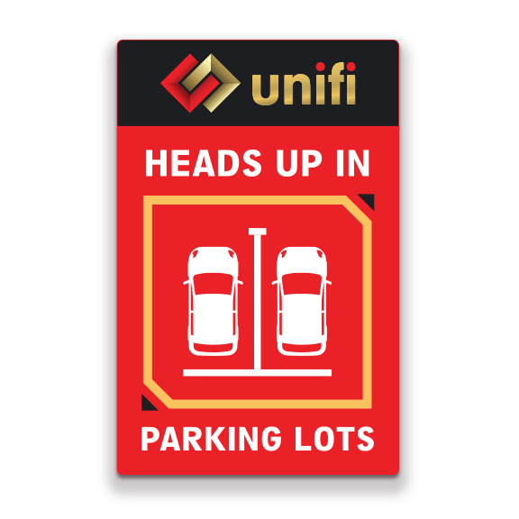 Decal - Unifi - Traffic Safety Heads Up In Parking Lots Poster