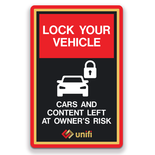 Decal - Unifi - Traffic Safety Lock Your Vehicle - Red